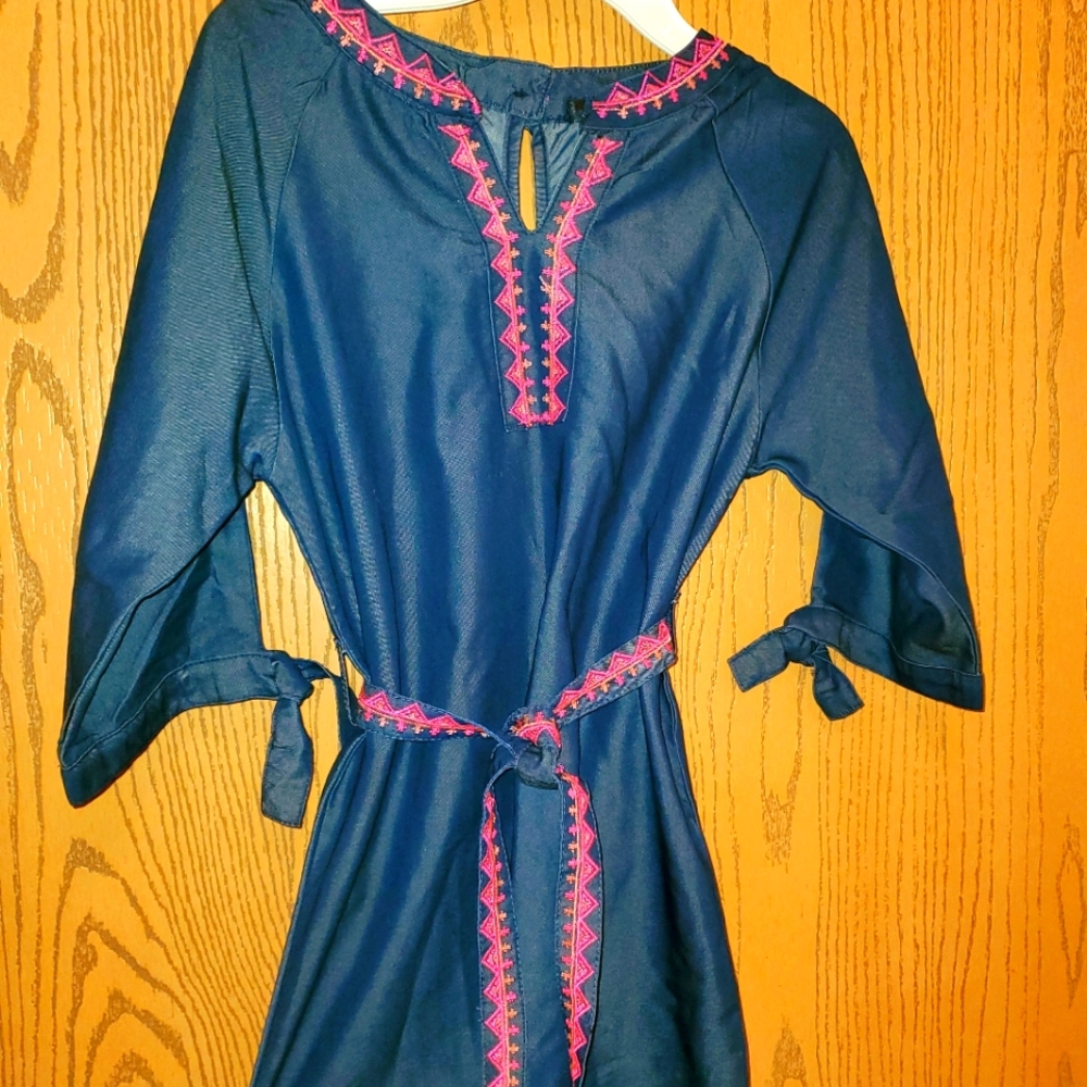 Girl Denim belted Dress Size 8 by Kenzie